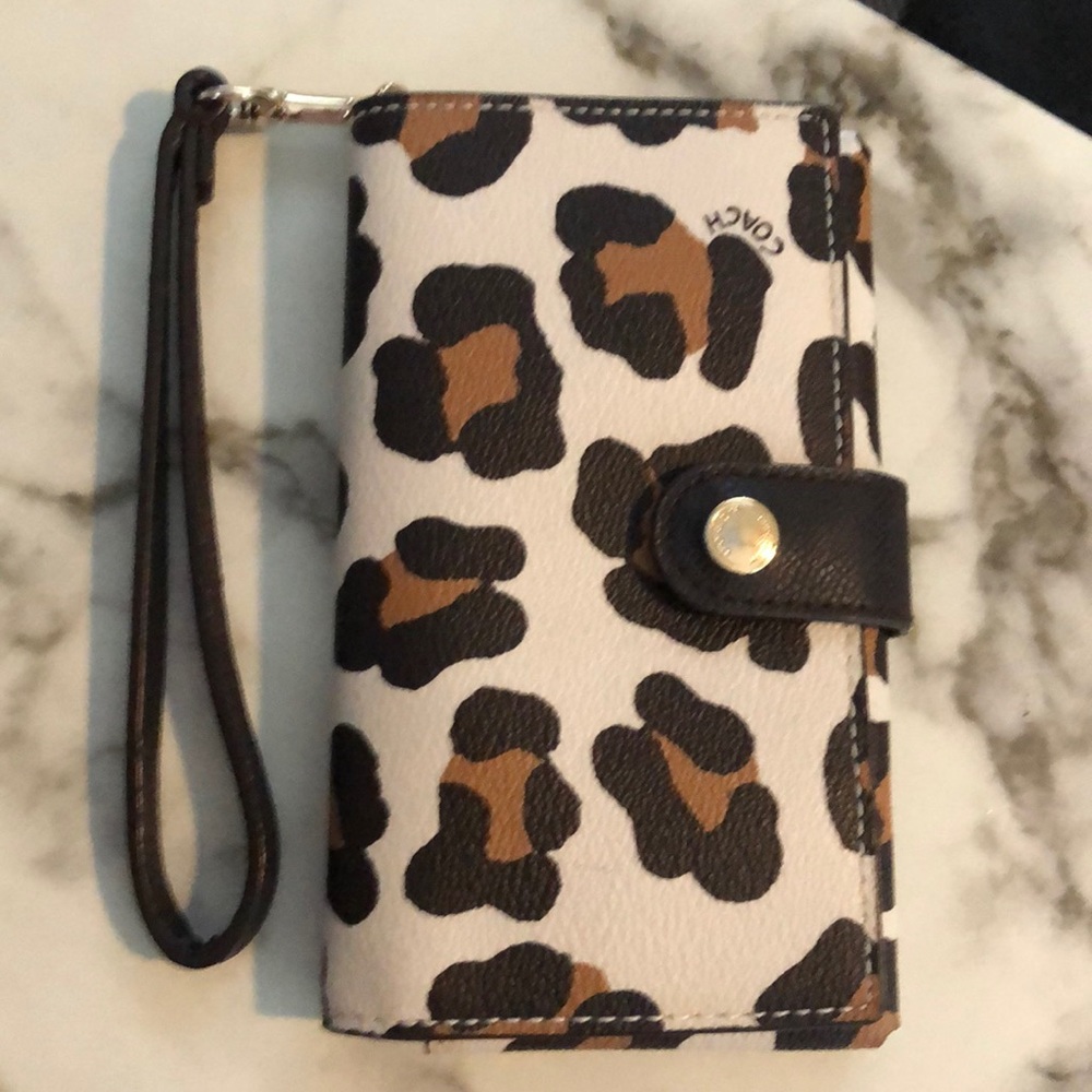 Coach cheetah print wristlet